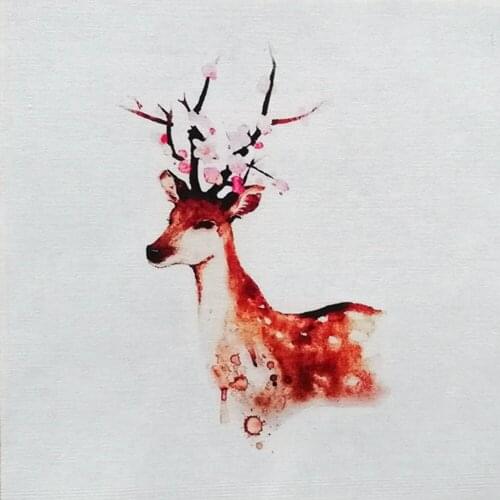 20*20cm Fish owl deer diy cotton linen fabric cloth dolls for sewing bag crafts printed material patchwork dyeing fabric SL125