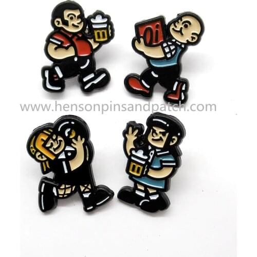 Customized Zinc alloy black metal soft enamel kids pin badge