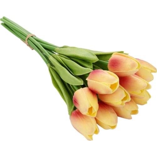 10pcs Artificial Tulip Flowers Long Stem Bouquet Real Touch Simulation Flowers For Home Room Party Wedding Decoration