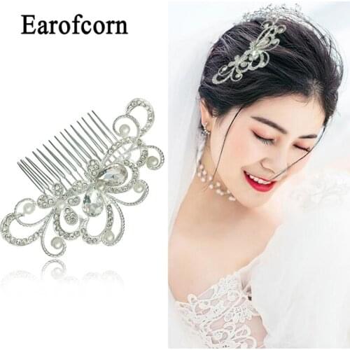 Earofcorn Exquisite Butterfly Handmade Rhinestone Bride Headdress Wedding Jewelry Disk Hair Pearl Hair Comb Accessories for Wome