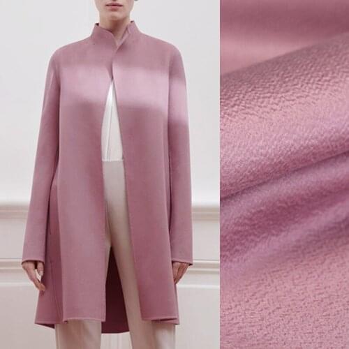 Quality 155CM Wide 750G/M Weight Dark Pink Double-faced Water Wave Cashmere Wool Autumn and Winter Overcoat Outwear Fabric E1136