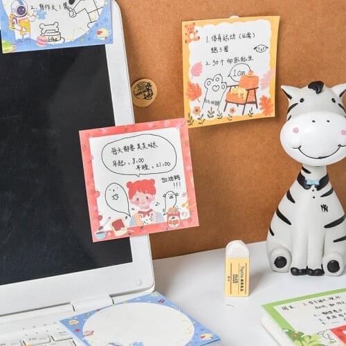 Kawaii Cartoon Bear Girl Memo Pad Cute Sticky Notes Student Writing Creative Planner Notepad Office School Stationary 02169