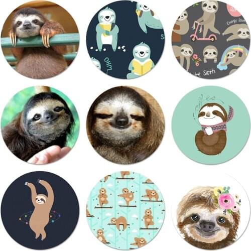 Cute lovely Sloth Stripe Icons Pins Badge Decoration Brooches Metal Badges For Backpack Decoration 58mm