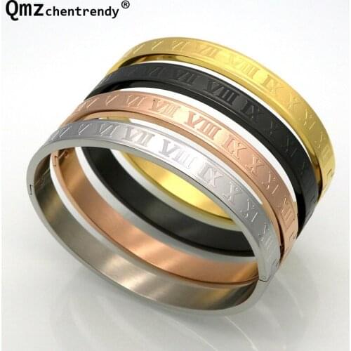 Fashion High qualtiy Men Women Lovers number bangle Fine Jewelry 316L Stainless Steel Roman numerals Bracelets cuff Bangles