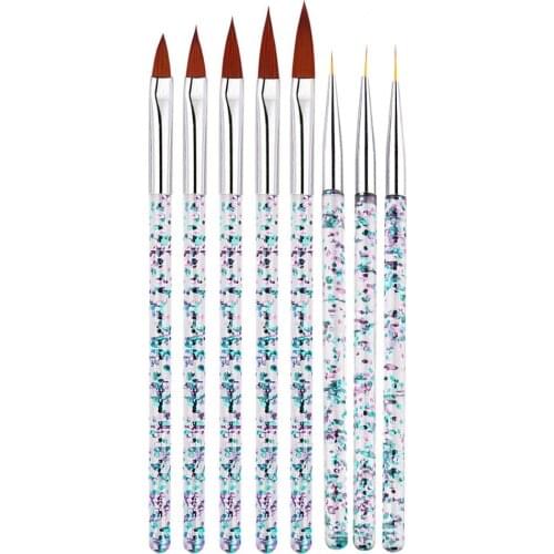 Monja Multiple Styles Handle Nail Art Brush Kit Acrylic UV GEL Extension Painting Pattern DIY Design Drawing Pen Manicure Set