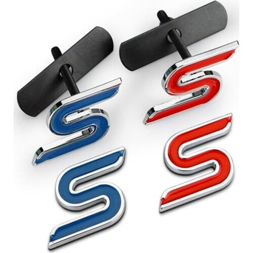 Car Sticker Grille Emblem Grill Badge For Ford Focus Fiesta Mondeo S Letter Metal 2 Colors Tuning Auto Car Styling Accessories