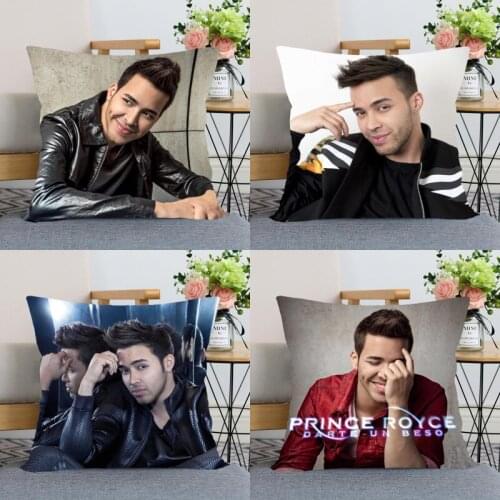 Custom Prince Royce Zipper Pillowcase Home Decoration Satin Fabric Square Pillowcase 40x40cm Bedroom Pillow Cover 0511