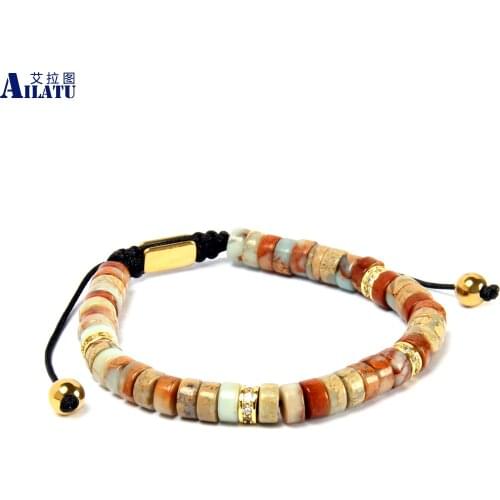 New Womens Stone Bracelet Natural Flat Beads Clear Cz Spacer Jewelry Drop Shipping Provite Logo Print