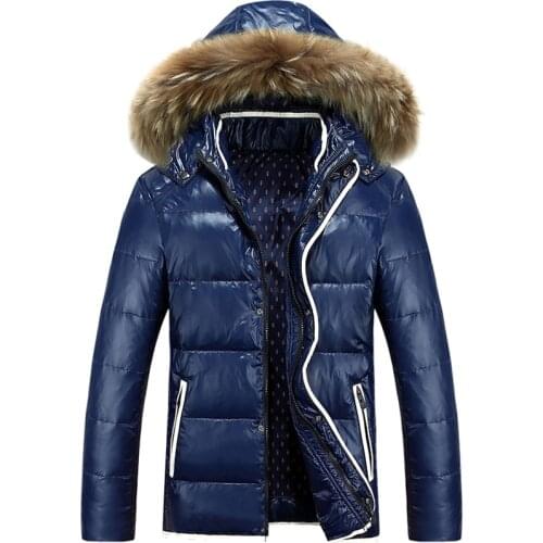 QYLVAWOY2020 New Parka Mens Down Jacket Winter Male White Duck Down Higt Quality Man Raccoon Fur Collar Hooded Coat ZZ027