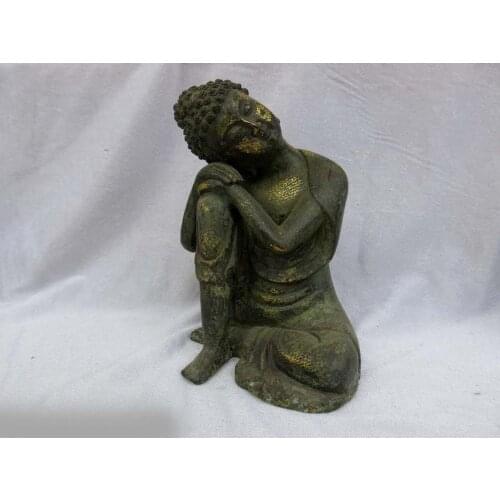 DS China old bronze gild carved sculpture fine buddhism contemplator buddha Statue