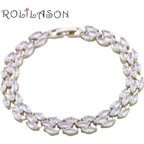 ROLILASON Sell High Quality White crytal Zircon for Women Gift Trendy Fashion Jewelry Charm Bracelets TBS1123