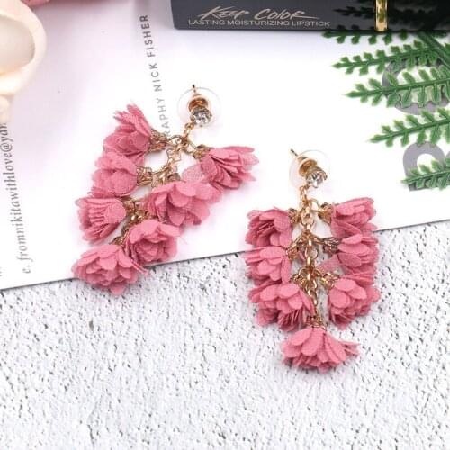Earrings 2021 Trends The Republic Of Korea Fairy Grunge Long Hanging Earrings Flower Tassel Pendant Simple Temperament Jewelry