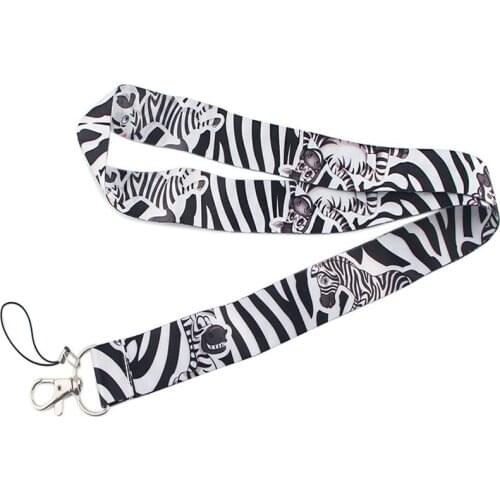 Cartoon Zebra Keychain Lanyard For Keys Neck Strap USB Gym ID Card Mobile Phone Badge Holder Webbing Hanging Rope Accessories