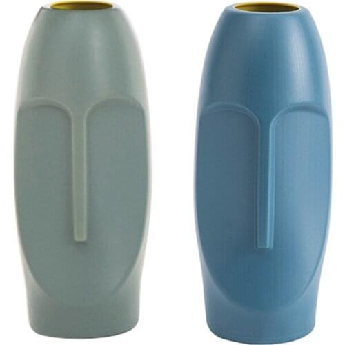 Nordic Minimalist PE Abstract Vase Human Face Creative Display Room Decorative Figue Head Shape Vase