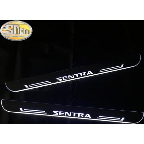 SNCN 4PCS Car LED Door Sill For Nissan Sentra 2015 2016 2017 2018 Ultra-thin Acrylic Dynamic LED Welcome Light Scuff Plate Pedal