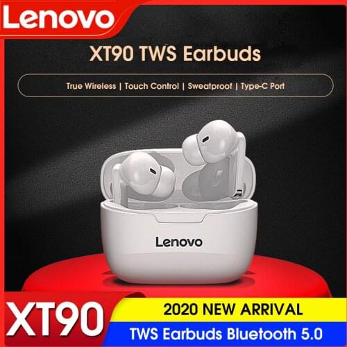 Lenovo XT90 TWS Earbuds Bluetooth 5.0 True Wireless Headphones Touch Control Sweatproof Sport Headset with Mic Charging Case