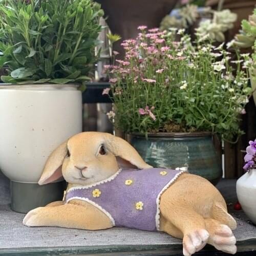 Outdoor Lazy Sleeping Rabbit Fairy Garden Resin Accessories Yard Ornaments Decoration Courtyard Balcony Villa Sculpture Crafts