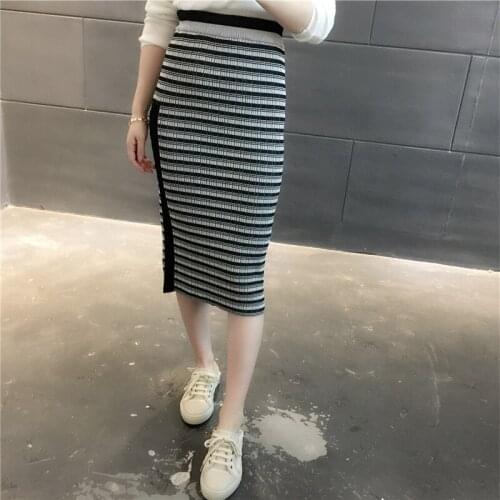 In the 19894 film long stripe bag hip step skirts