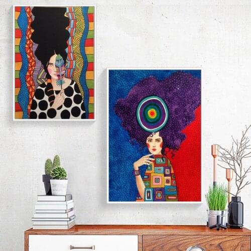 Vintage Abstract Girl Hair Flower Women Wall Art Canvas Painting Fashion Nordic Poster Wall Pictures For Living Room Unframed