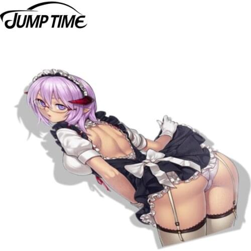 Jump Time 13cm x 10.9cm Car Styling Hot Sexy Girl Anime Maid Car Stickers Decal Motorcycle Waterproof Trunk Accessories