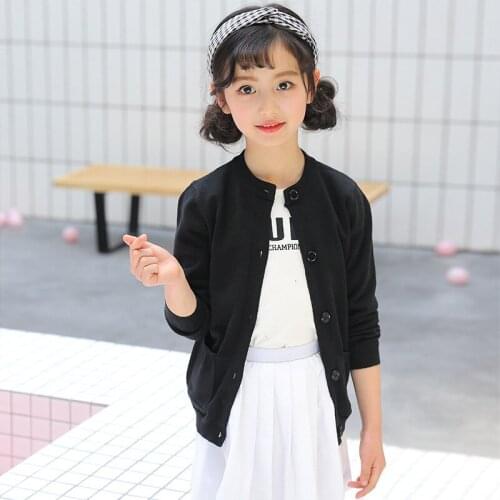 Girls Cardigan Sweaters Children School Uniform Knitted Sweater for Kids Korean Big Girls Long Sleeve Clothes 4-12 Yrs Jacket