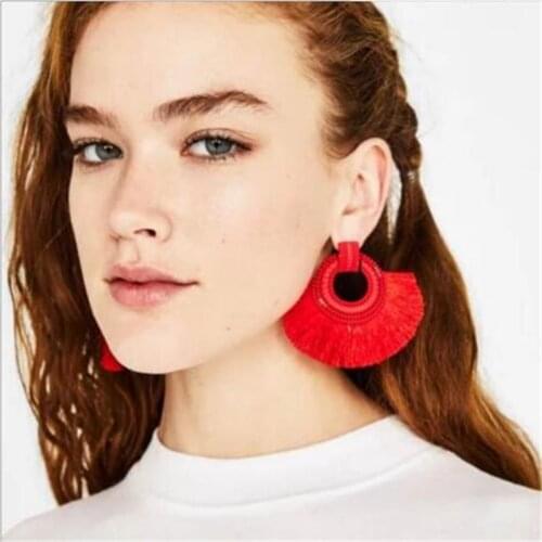 2019 Bohemia Tassel Drop Earrings For Women Ethnic Tassel Long Dangle Earrings Fashion statement Jewelry Party Gifts wholesale