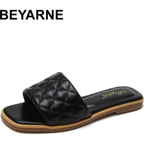 BEYARNE 2021 Summer Slippers Woman Fashion Flat Shoes Woman Casual Slides Outside Slides for Women Plus Size 43 Woman Slippers