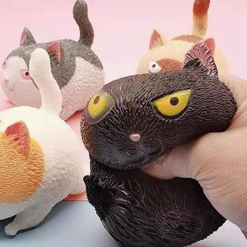 Angry Cats Squeeze Music Vent Doll Ball Stress Relief Squeezing Dogs Pet Children Unzip Gift Squshy Animal Fidget Hand Desk Toys