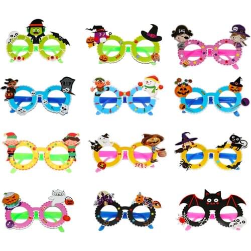 1pc Halloween Glasses Decorations Funny Cartoon Paper Bat Pumpkin Witch Glasses Costume Kids Glasses Halloween Day Props Supply