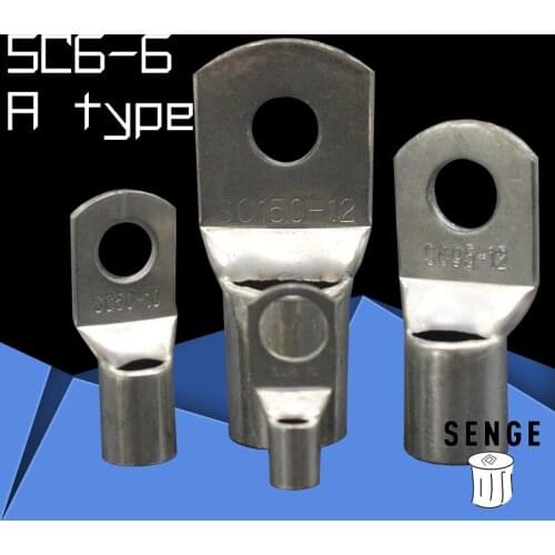 1piece SC(JGK)6-6 tinned copper cable lugs crimp type Electric power fittings equipment contact A Type National Standard