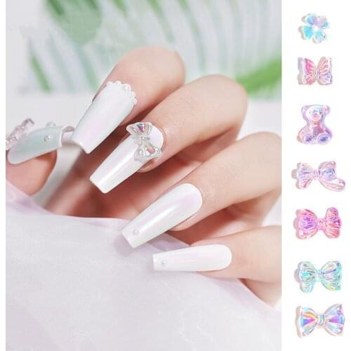 10 Pcs/Set Silicone Jewelry Art Decorations Fashion Bow Nails Accessories for Nail Design 2021 Animal Stickers for Manicure