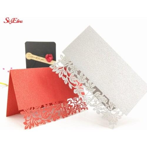 100Pcs Lace Name Place Cards Wedding Party Table Chic Pearlescent Decor Table Name Message for Wedding Decorations 5ZSH216