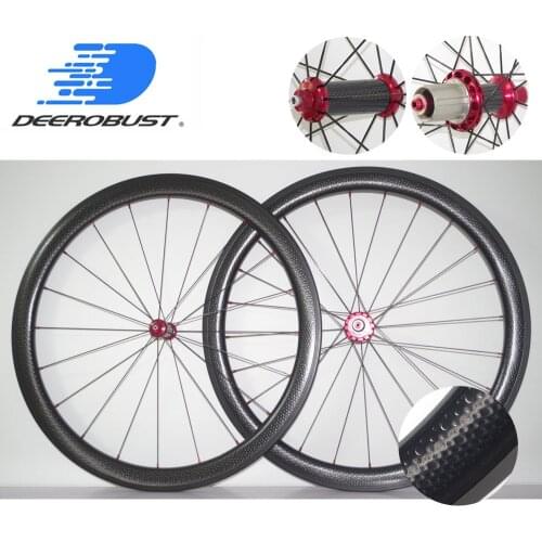 1383g Straight Pull 700c 45mm x 25mm Dimpled Carbon Clincher Road Bike Wheels Bicycle Wheel set Golf Surface Powerway R36 hubs