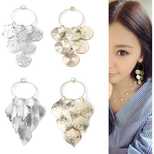 2020New 60Pcs Exaggerated Round Leaves Pendants Alloy Button for DIY Jewelry Earring and Necklace or Hair Accessories DL137-DL14