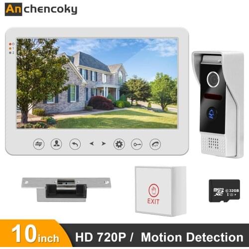 Anchencoky 10inch Video Intercom 720P Call Panel with Cathode Lock Support Remote Unlock for Home Security Intercom Doorbell Kit