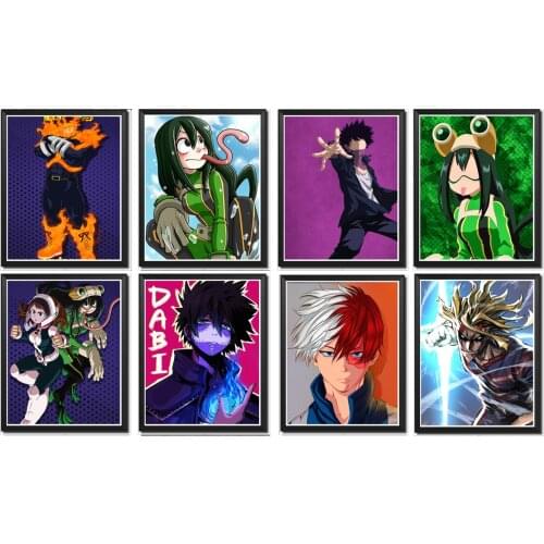 Set of 8 All Might Shouto Dabi My Hero of Academia Anime Fan Art Collection Canavs Poster,8 x 10 Inches,No Frame