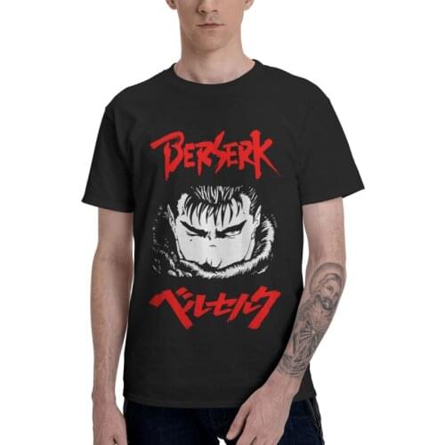 Berserk Guts T-Shirts Men Novelty T Shirt Short Sleeve Kentaro Miura Anime Manga Gattsu Tshirt 100% Cotton Tee Top Clothes