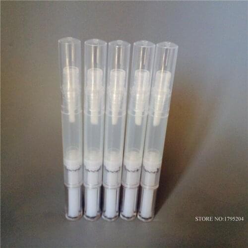 Free Shipping 20Pcs/lot 3ml Mini Plastic Empty Nail Oil Pen Style Bottle With Brush for nail polish