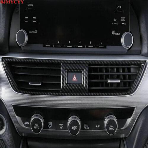 BJMYCYY Carbon fiber decorative frame for air outlet of automobile middle air conditioner For Honda Accord 10th 2018 2019