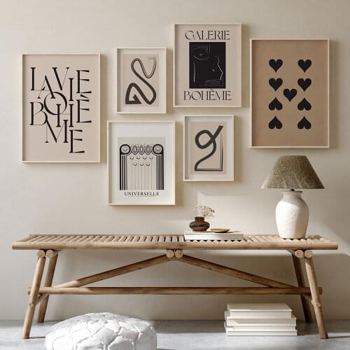 Boho Gallery Poster Abstract Mid Century Canvas Painting Nature Art Print Modern Quote Wall Picture For Living Room Home Decor