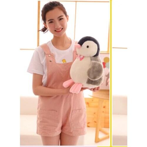 Large 38cm cartoon bowtie penguin plush toy soft doll throw pillow birthday gift b0369