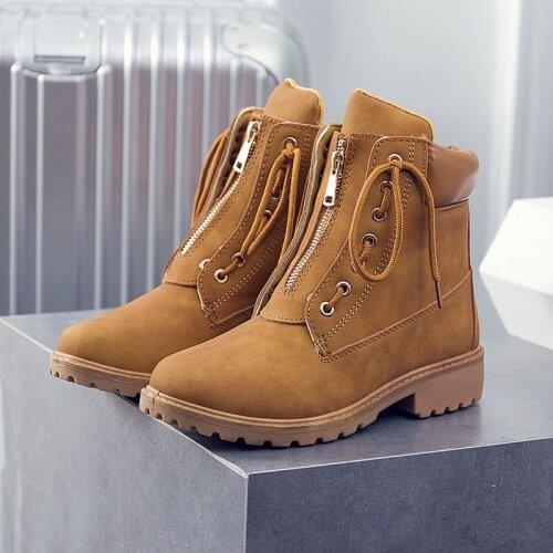 Booties female autumn winter new Korean version with thick platform womens boots wild high-top shoes women plus velvet K1-50