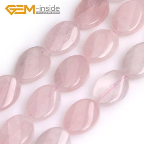 13x18mm 18x25mm Oval Twist Rose Quartzs Beads Natural Stone Beads Loose Bead For Jewelry Making Beads Strand 15" DIY ! Gift
