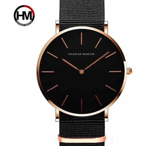 HANNAH MARTIN Brand Watches Women Fashion Luxury Clock Unisex Nylon Mens Quartz Simple Ultra Thin Wristwatch Relogio Masculino