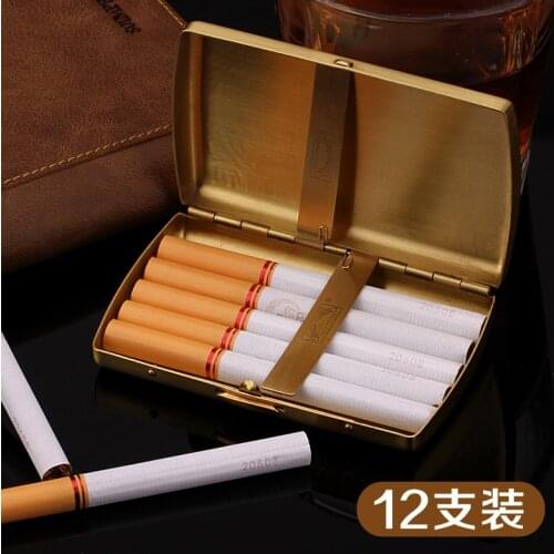 Double Gun Cigarette Case Ultra-thin 12 Pack Pure Copper Constantine Cigarette Case Anti-extrusion, Rainproof and Anti-collision