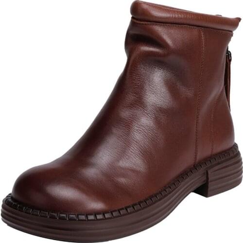 Spring Fashion Womens Ankle Boots Retro Black Martin Boots Ladies Shoes Womens Chelsea Boots Genuine Leather 2021 New Autumn