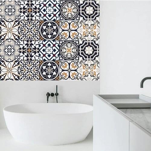 DIY Yellow blue Mosaic Wall Tiles Stickers Waist Line Wall Sticker Kitchen Adhesive Bathroom Toilet PVC 20*100cm Wallpaper