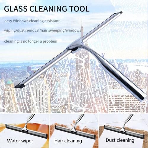 Shower Squeegee Window Glass Wiper Scraper Cleaner with Silicone Blade & Holder Hook for Bathroom Kitchen Car Glass