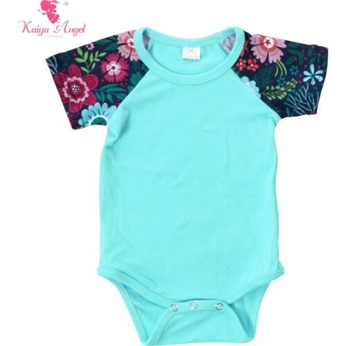 Kaiya Angel Baby Bodysuits Summer Girl Baby Clothes Infant Short Sleeve Jumpsuit Newborn Floral Mint Clothing 0-24M 2017