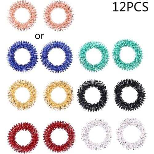 12PCS 12PCS Spiky Sensory Finger Acupressure Ring Fidget Toy For Kids Adults Silent Stress Relief Massager Helps With Focus ADHD